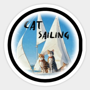 Cat Sailing Sticker